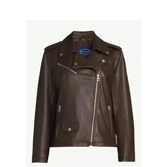 Scoop Women's Faux Leather Moto Jacket - Picture 1 of 10